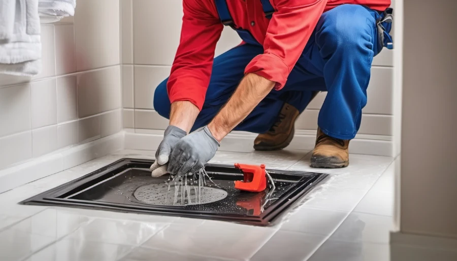 a plumbing showing methods to remove a shower drain clog