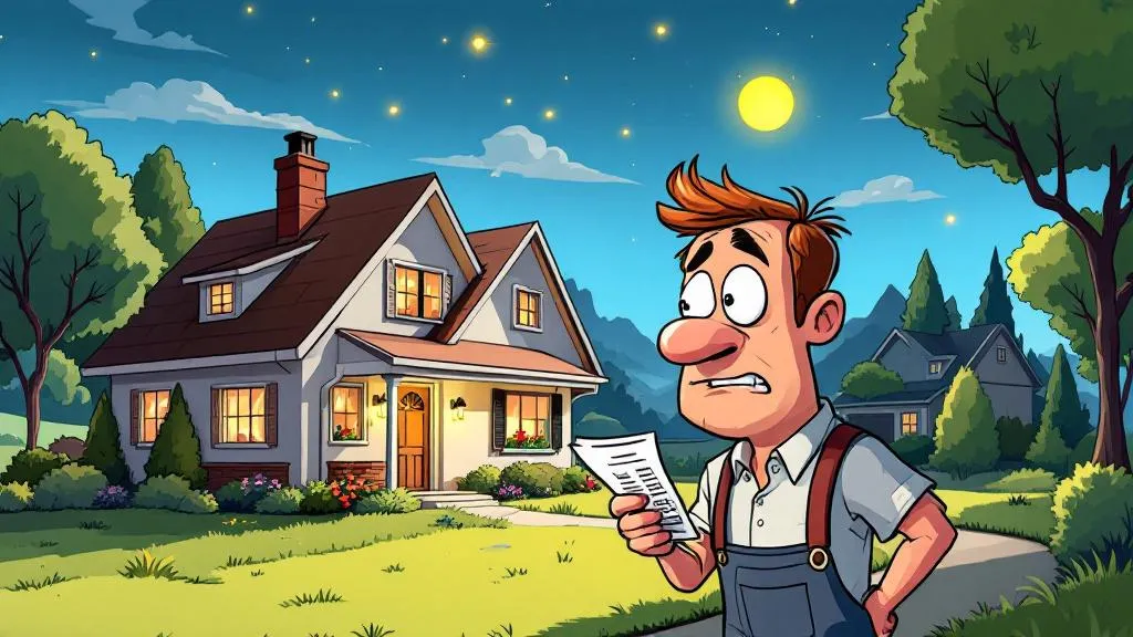 Cartoon of a house with lights on during the day and a fixed thermostat, illustrating the myth of constant thermostat settings in Utah.
