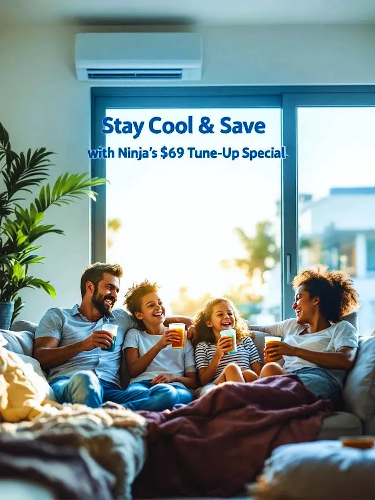 Family relaxing in a cool home in summer, highlighting HVAC maintenance benefits