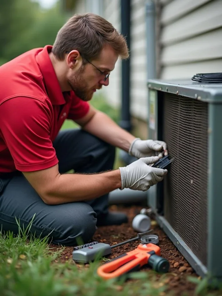 Precision Emergency AC Repair with Ninja HVAC NinjaHVAC technician fixing a broken ac unit