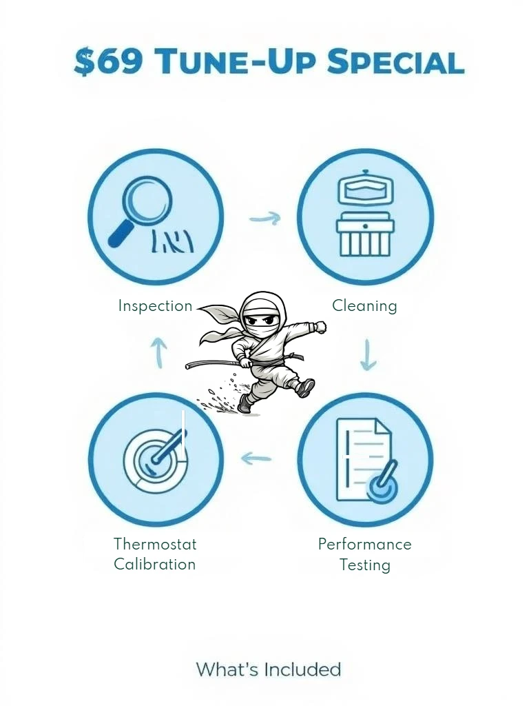 Infographic of services included in Ninja’s $69 AC tune up special