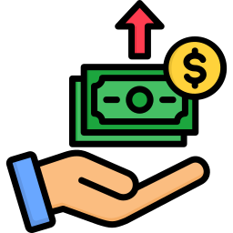 Icon showing a hand with money leaving it.