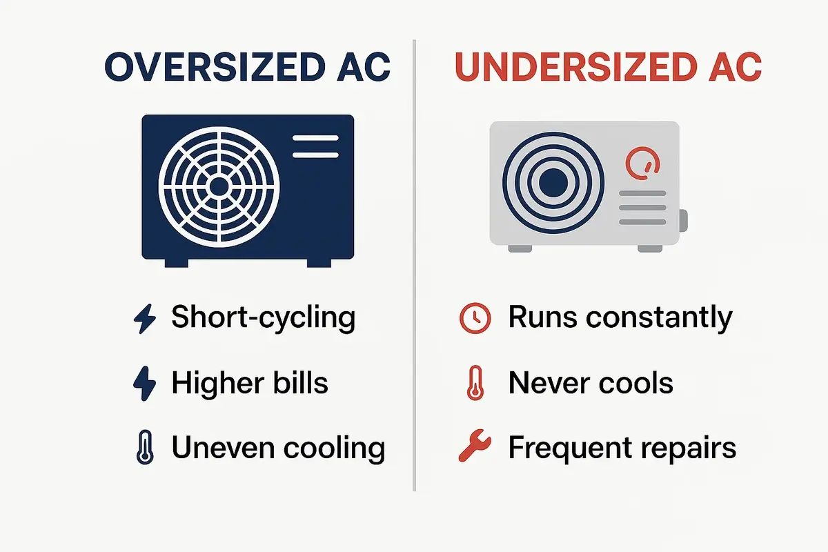 Homeowner adjusting thermostat in overheated living room due to undersized air conditioner